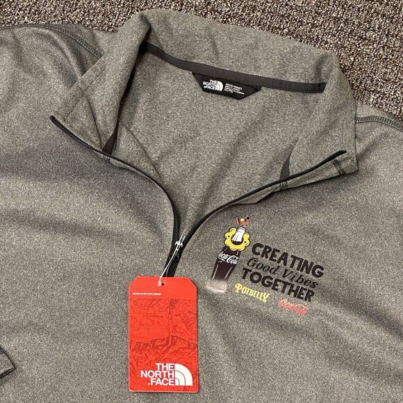 The North Face Tech 1/4 Zip Fleece Mens XXL Asphalt Gray Heather Custom Logo NWT - Picture 1 of 8